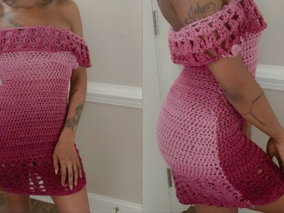 Off Shoulder Ombre Crochet Dress