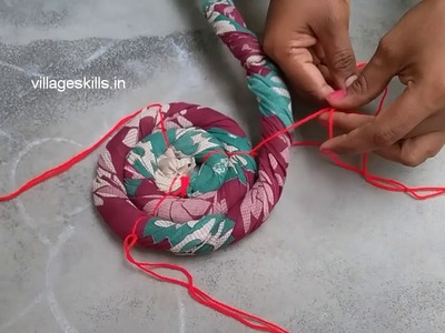 Recycling.reuse old clothes,twisted rug tutorial ,how to make Door mat from old cotton saree,DIY#16