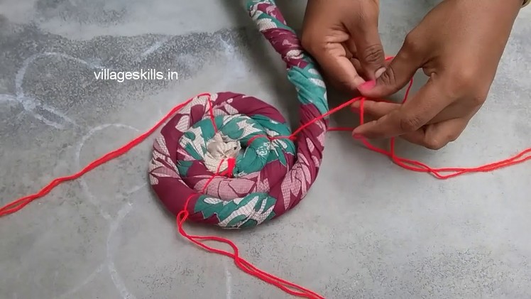 Recycling.reuse old clothes,twisted rug tutorial ,how to make Door mat from old cotton saree,DIY#16