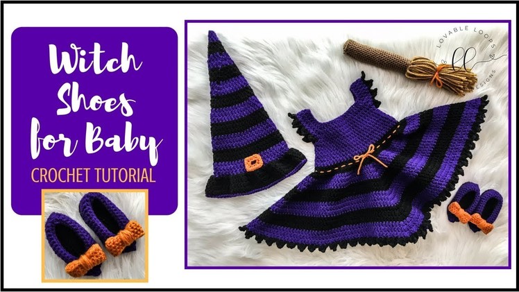 Witch Costume Baby Witch Shoes Crochet Tutorial Video | Baby Witch Shoes Crochet Tutorial