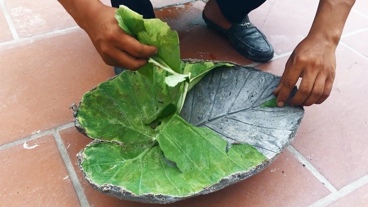 Construction - How to make cement Leaf pot - concrete leaf casting - cement leaves - sand and cement