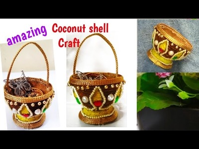 Diy:Amazing craft idea with jute & coconut shell#best out of waste #coconut shell & jute rope craft