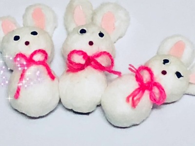 DIY Cotton Craft for kids| How to make cotton ball Bunny (Rabbit) | Best Easy craft ideas