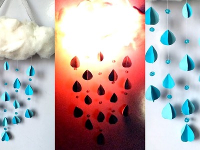 DIY - How to make cloud raindrops with lights wall hanging | wall hanging Ideas for living room !