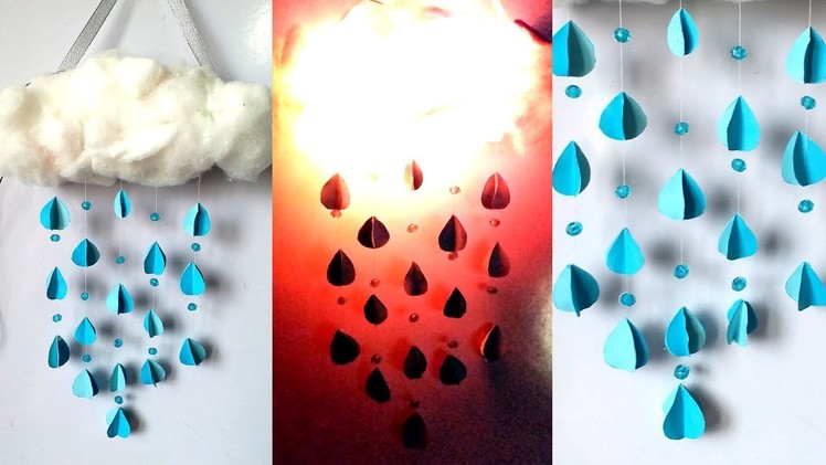 DIY - How to make cloud raindrops with lights wall hanging | wall hanging Ideas for living room !