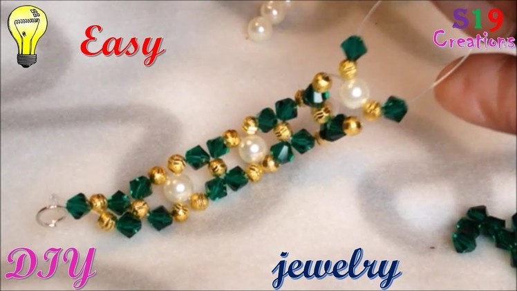 Easy diy beading bracelet and earrings with swarovski bicones and pearls | diy jewellery