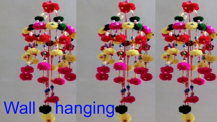 Handmade Ceiling hanging design.Diy wool craft.Wall hanging idea.Diy jhumar making.Creative Art