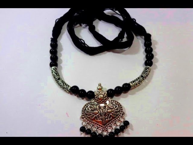 How To Make Designer Silk Thread Necklace.Easy Necklace making. at home tutorial.Jewelry Making