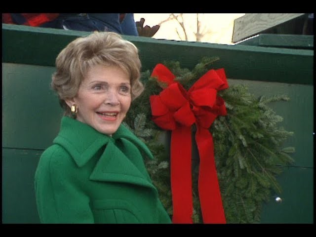 Nancy Reagan Accepts White House Christmas Tree on December 6, 1988