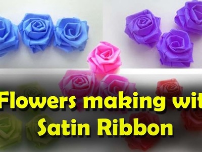 Simple Flowers for Decoration with Satin Ribbon || Decoration Idea || DIY Flower Making Idea
