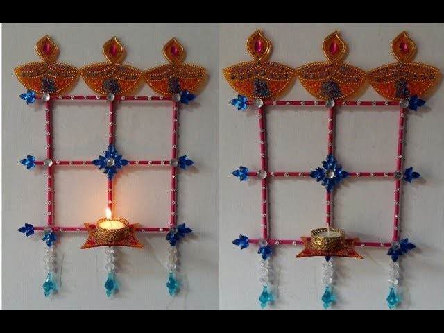 113. नवरात्री-दिवाली के लिए डेकोरेटिव दिया Holder । DIY Wall Hanging with Candle Stand