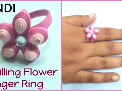 Beautiful Quilling Flower Finger Ring. How to Make Quilling Ring In Hindi