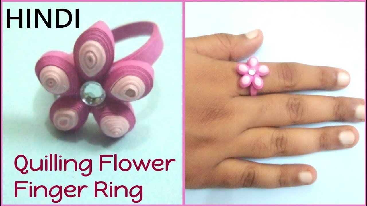 Beautiful Quilling Flower Finger Ring. How to Make Quilling Ring In Hindi