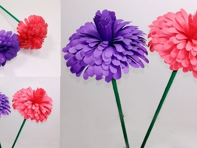 Beautiful Stick Flower Making with Color Paper | Homemade Stick Flower | Jarine's Crafty Creation