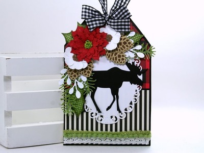 Christmas in July Scrap Your Stash Tag Polly's Paper Studio Flowers Ribbon Moose