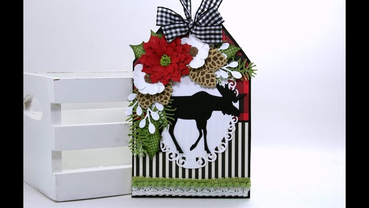 Christmas in July Scrap Your Stash Tag Polly's Paper Studio Flowers Ribbon Moose