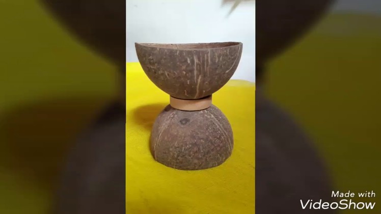 DIY |1 minute coconut shell flower vase making
