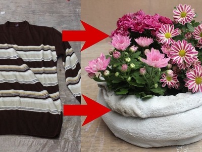 DIY Blumentopf aus einem Pulli. DIY Flower pot made of a sweater