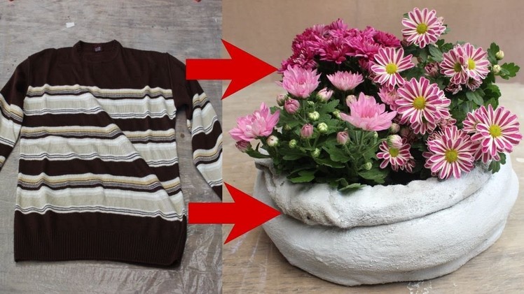 DIY Blumentopf aus einem Pulli. DIY Flower pot made of a sweater