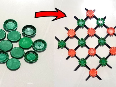 DIY Bottle Caps Flower Wall Hanging - Best out of Waste Bottle Caps & Paper