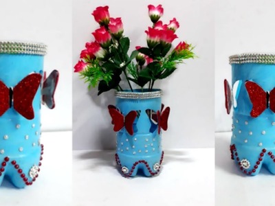 DIY Flower vase.pen-pencil stand.Tea light holder from plastic bottle | Plastic bottle craft idea