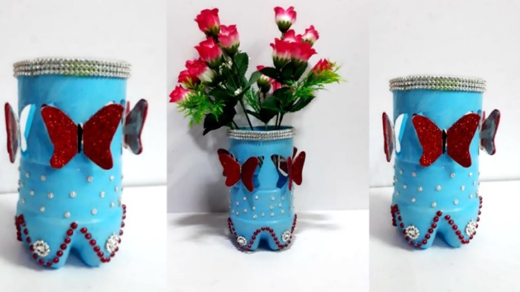DIY Flower vase.pen-pencil stand.Tea light holder from plastic bottle | Plastic bottle craft idea