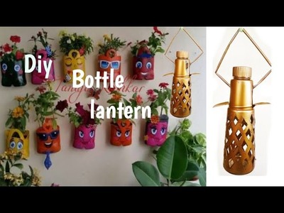 Diy: Hanging decor for Balcony using plastic bottle.easy lantern making idea using plastic bottle
