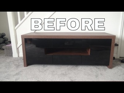 DIY TV STAND MAKEOVER | TURN OLD FURNITURE INTO NEW- DIY EASY STICKY BACK PLASTIC ON FURNITURE 2018