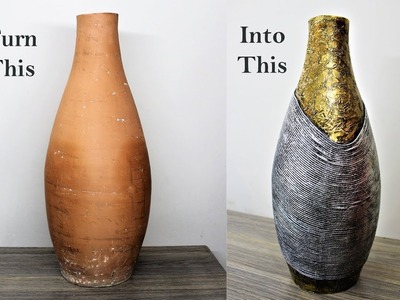 How to decorate a vase using rope and aluminium foil.