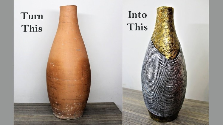 How to decorate a vase using rope and aluminium foil.