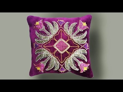 How to embroider a goldwork tulip decorative pillow