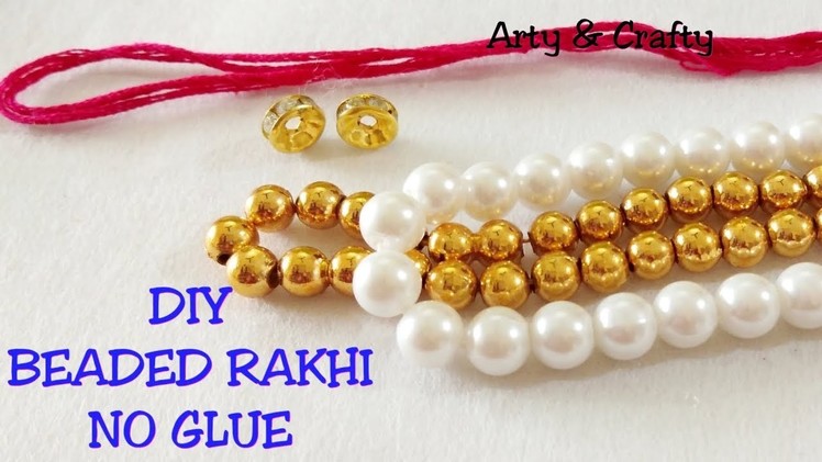 How to make 5 min simple beaded rakhi at home | no glue rakhi | Beaded Easy Rakhi | rakhi making