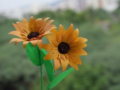 How To Make A Flower With Paper :Sunflower Making diy