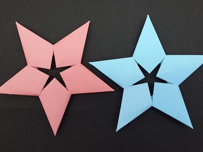 How to make a Paper Ninja Star Shuriken (5 Pointed) New Version - Origami