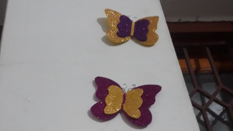 How to Make Easy,Beautiful glitter paper butterflies for wall decoration.कागज की तितली बनाने की विधि