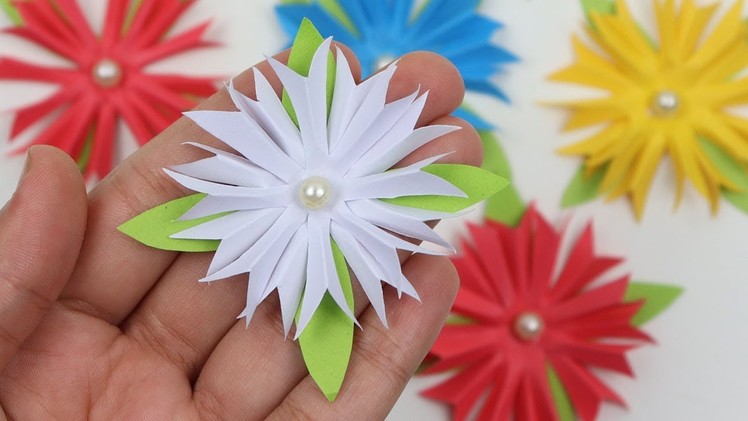 How to Make Easy Paper Flowers for Wall Hanging & Room Decoration | Flower Making Tutorial Beginners