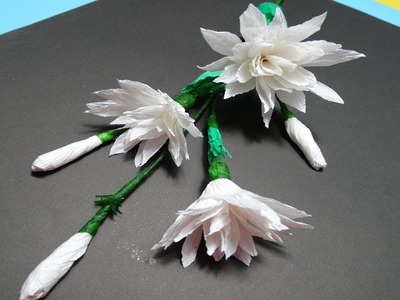 How to Make Jasmine Crepe Paper Flowers - Flower Making of Crepe Paper - Paper Flower Tutorial
