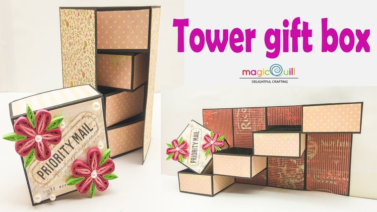 How to make quilled tower gift box tutorial | tower gift box | by Magic Quill
