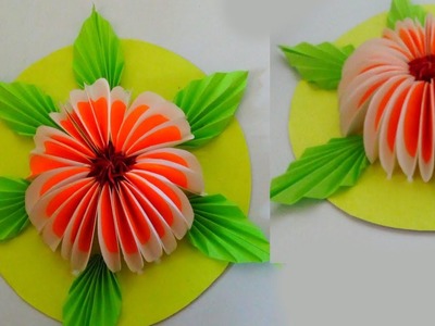 Paper flower from circles in origami style with paper crafts | flower from circles in origami style