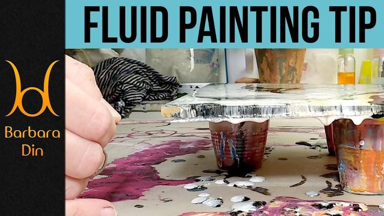 String Drag Edge Covering Trick - How to Cover The Canvas Sides in Fluid Painting by Barbara Din