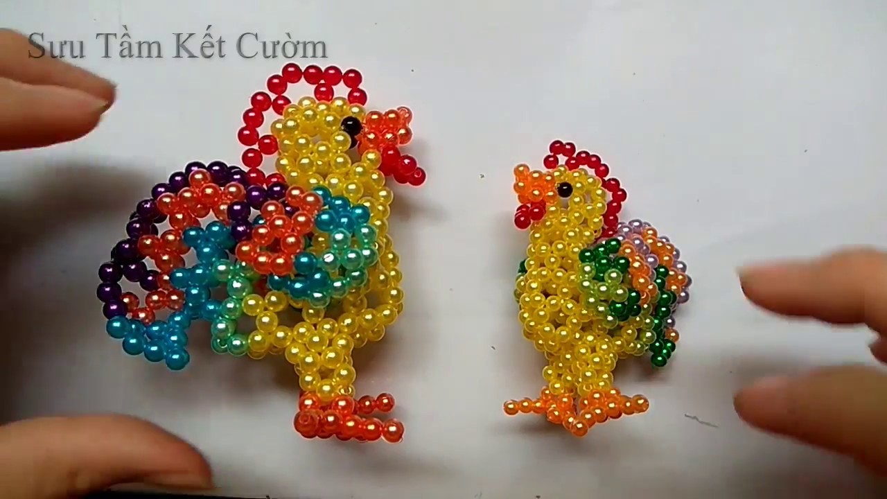 Beads - How to make keychains: rooster 1.4 (con gà trống)