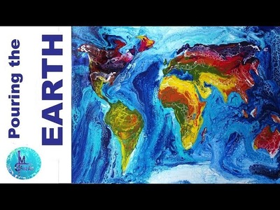 CREATING THE EARTH  - Acrylic Pouring - Swipe and Flip Cup on a HUGE canvas