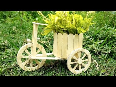 DIY bicycle using ice cream stick । cute bicycle from waste popsicle stick ।  mini bicycle.