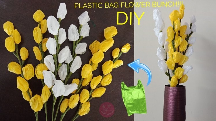 DIY Easy flower sticks using thin plastic or polythene carry bag | flower sticks for vase