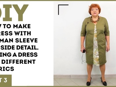 DIY: How to make a dress with dolman sleeve and side detail. Making a dress of 2 different fabrics.