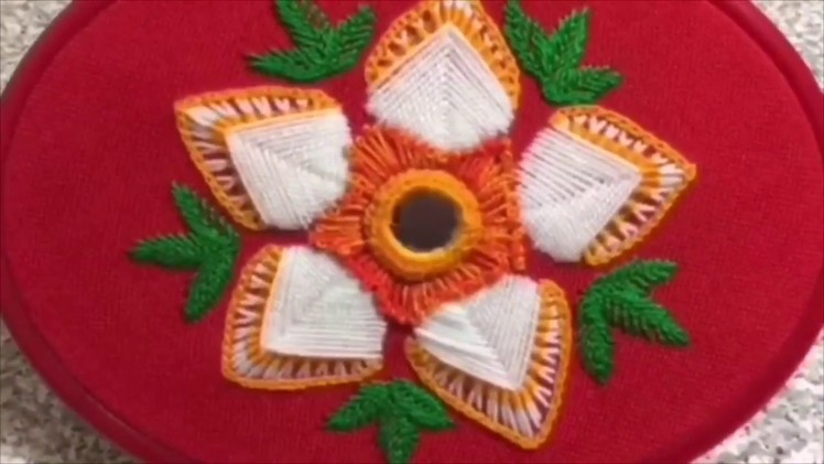 Hand embroidery easy stitch wool flower design for tablecloth & pillow cover