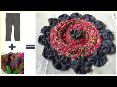 Handmade doormat with old clothes | easy step by step tutorial must watch