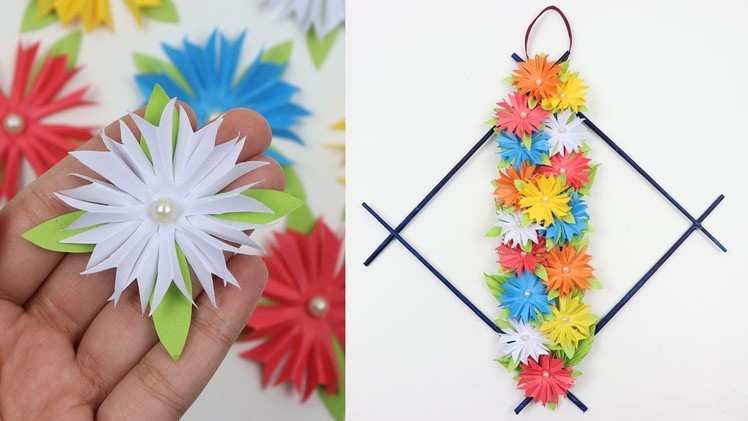 How to Make DIY Easy Paper Flowers Wall Hanging Beautiful Wall Decor Ideas | Handmade Wall Crafts