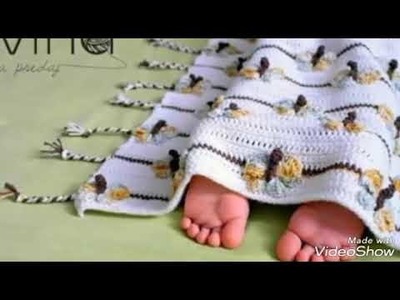 Manta bebé tejida a crochet - paso a paso