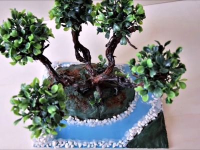 Miniature Island with wire Tree Bonsai for Crafting Art and DollHouse - DIY How to make